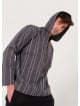 Shepherd Button Detailed Hooded Gray Striped Men's Shirt